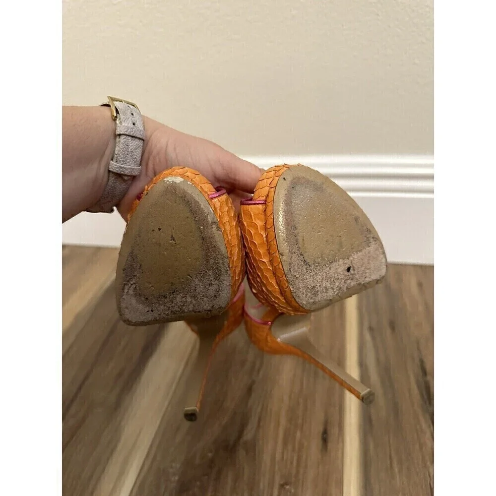 Nicholas Kirkwood Platform Heels EU 36.5 Orange Snakeskin